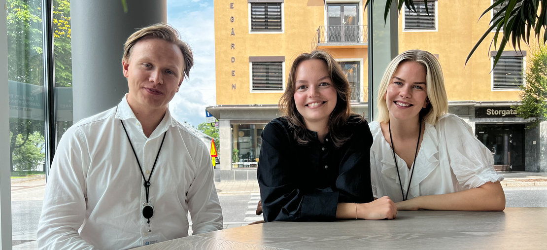 Kristian Hjelm-Hansen, Julie Skaadel Behring og Kornelia Tufte Johansen er "Summer Intern" hos Skagerak Energi, Sommerprosjektet 2024