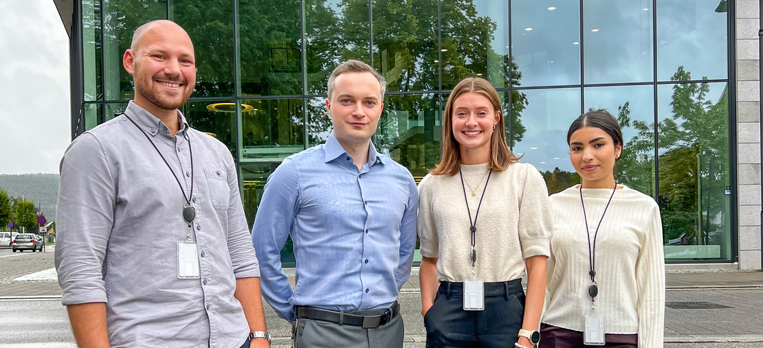 Skagerak Energi ønsker disse fire traineene velkommen denne høsten: Ivar, Sebastian, Mathilde og Botaina. 